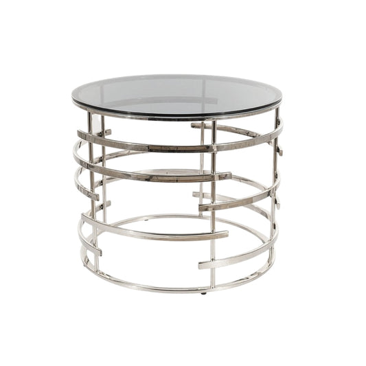 Coffee table LIVIA SMOKE GLASS/SILVER FI 60 Ø60