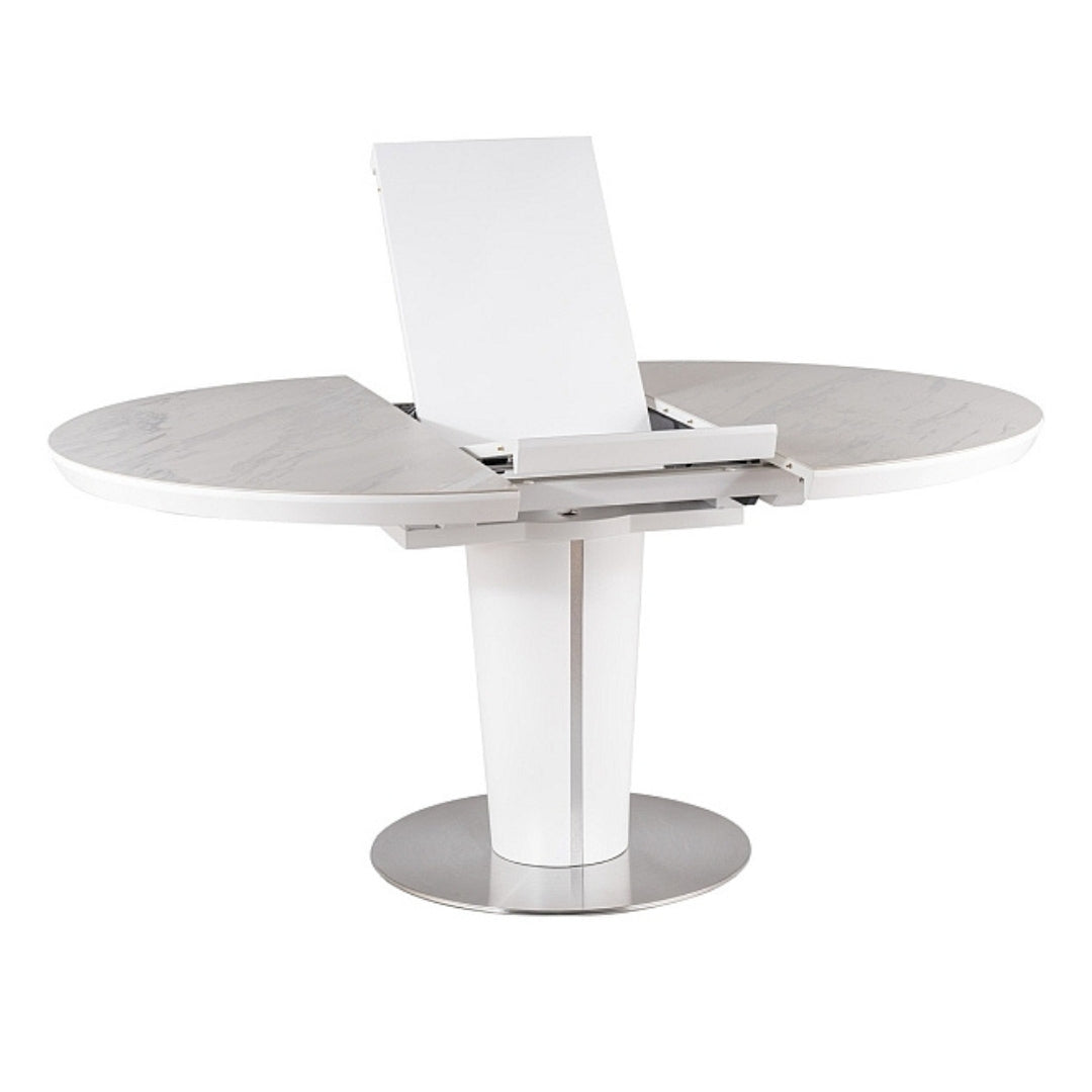 Table ORBIT CERAMIC WHITE MARBLE EFFECT/WHITE MATTE FI 120(160)