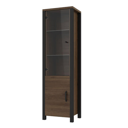 Olin - Showcase Cabinet for 2 Doors, Okapi Walnut - Matt Black