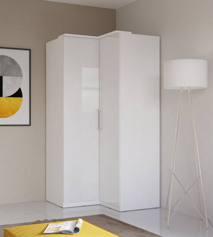 OPTIMA - Corner cabinet with 2 doors / white and white glossy 