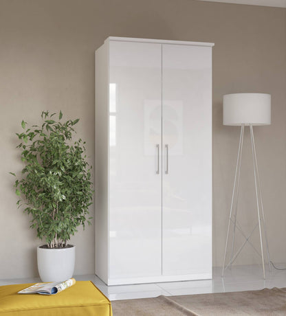 OPTIMA - Cabinet with 2 doors / white and white glossy 90x217x63 