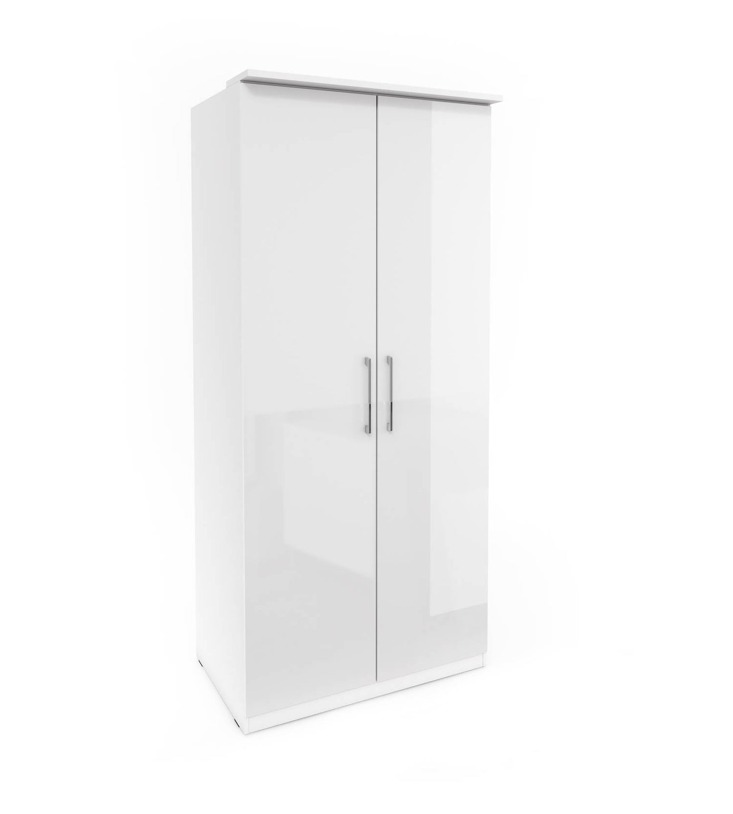 OPTIMA - Cabinet with 2 doors / white and white glossy 90x217x63 