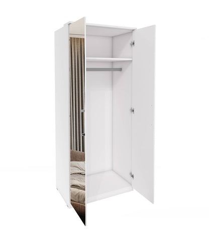 OPTIMA - Cabinet with 2 doors/mirror / white and white glossy 90x217x63 