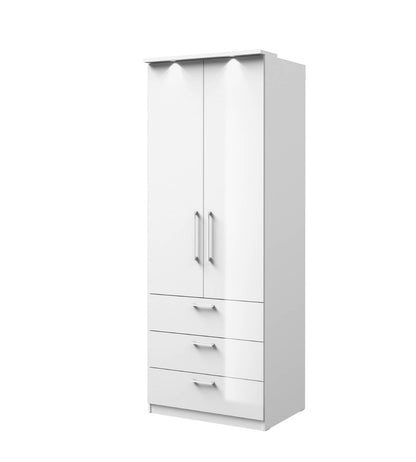 OPTIMA - Cabinet with 2 doors and 3 drawers / white and white glossy / 80x217x63 