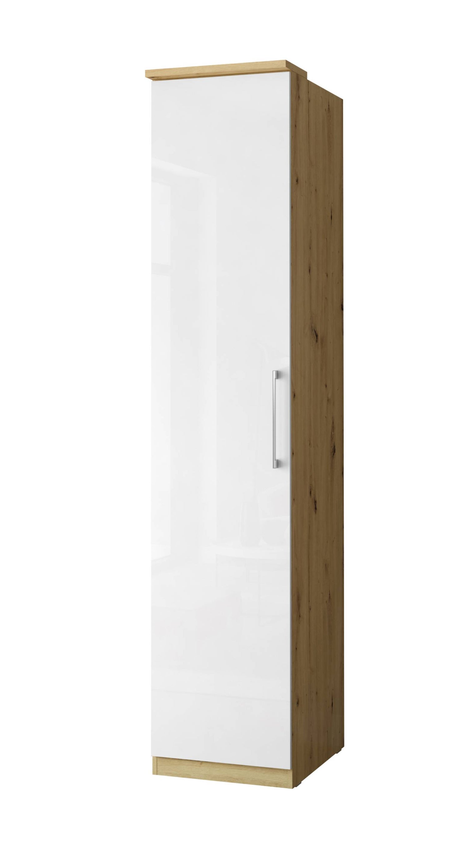 OPTIMA - Cabinet with 1 door L/R / light oak/white glossy 45x217x63 