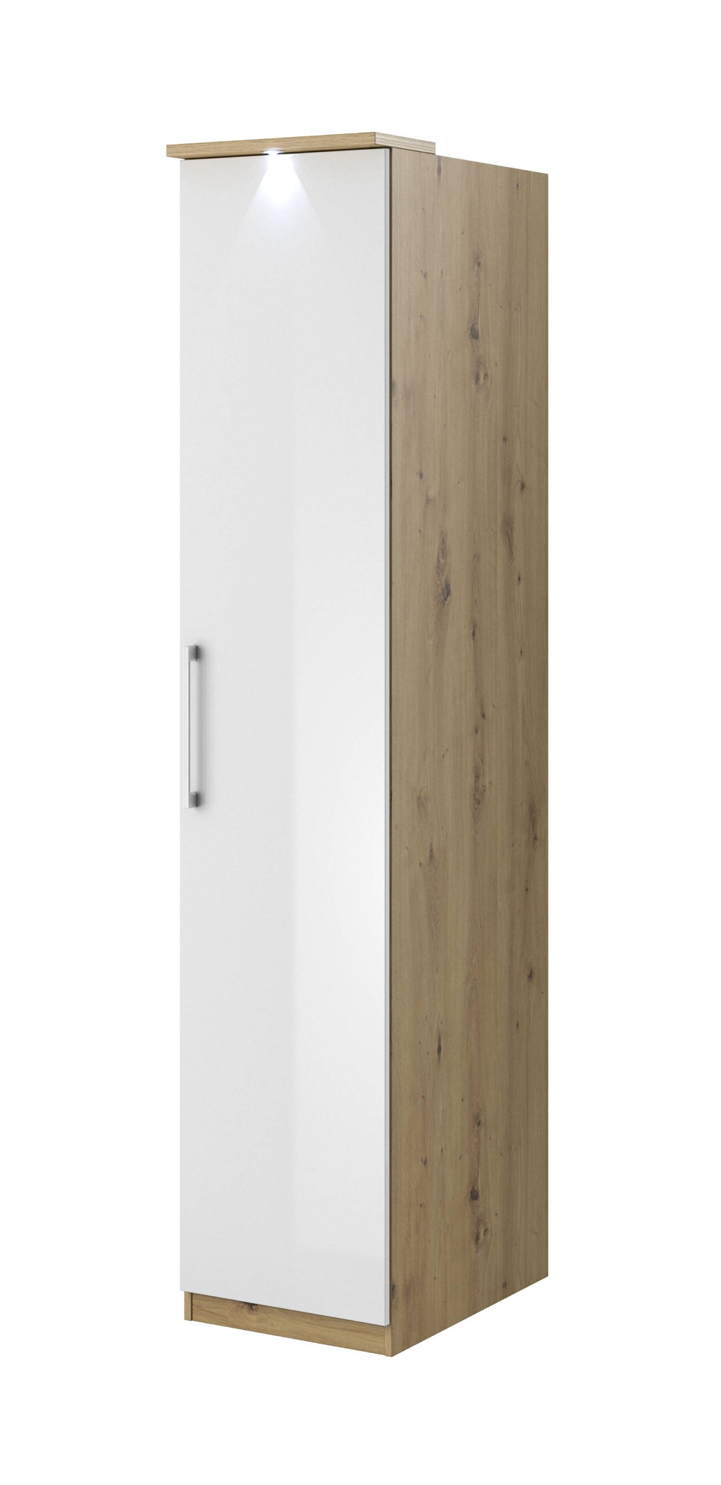 OPTIMA - Cabinet with 1 door L/R / light oak/white glossy 45x217x63 