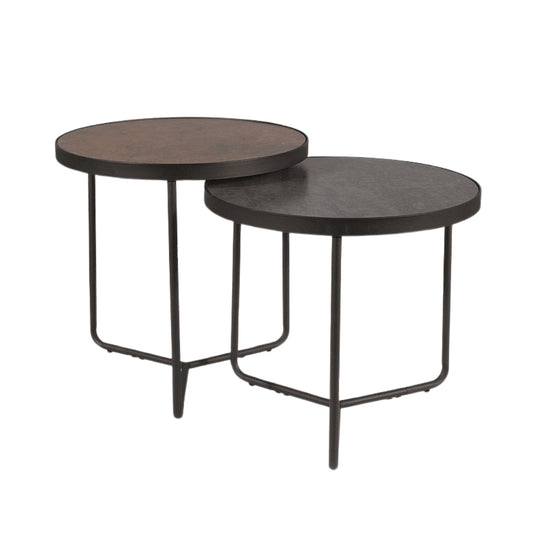 Coffee table PENELOPE BROWN+GRAY (STONE EFFECT)/BLACK (SET)