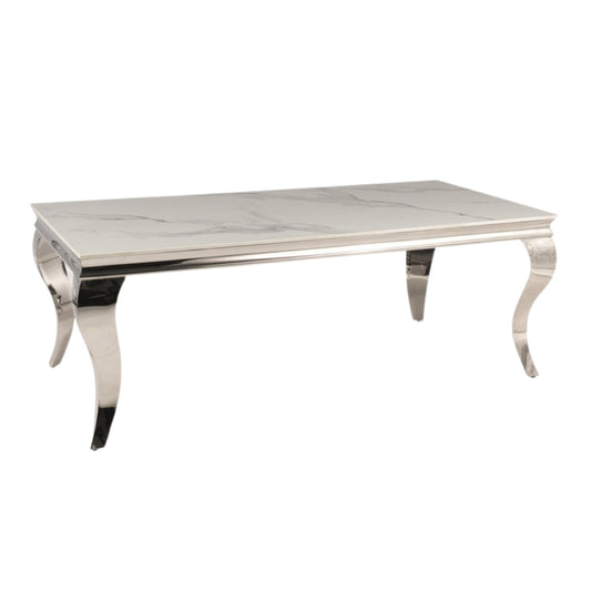 Coffee table PRINCE CERAMIC WHITE CALACATTA/CHROME 120X60