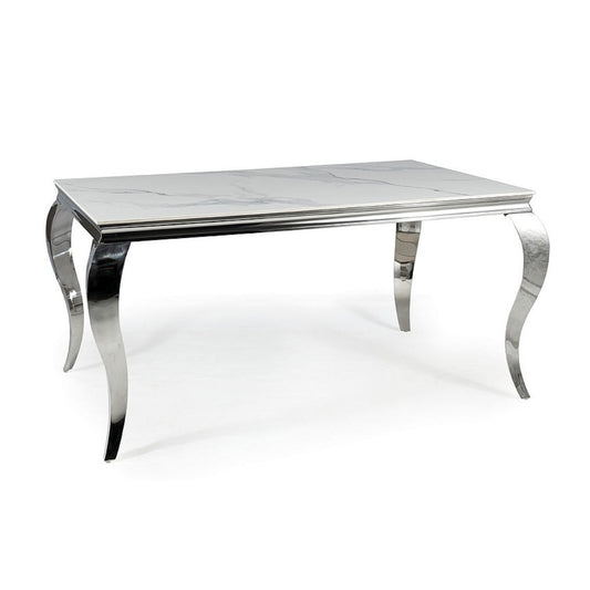 Coffee table PRINCE CERAMIC WHITE CALACATTA/CHROME 150X90