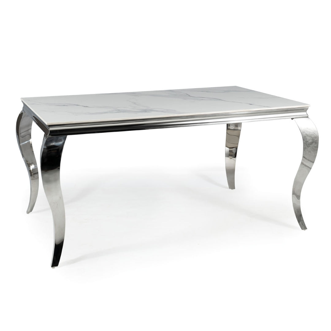 Table PRINCE CALACATTA CERAMIC WHITE / CHROME 180X90