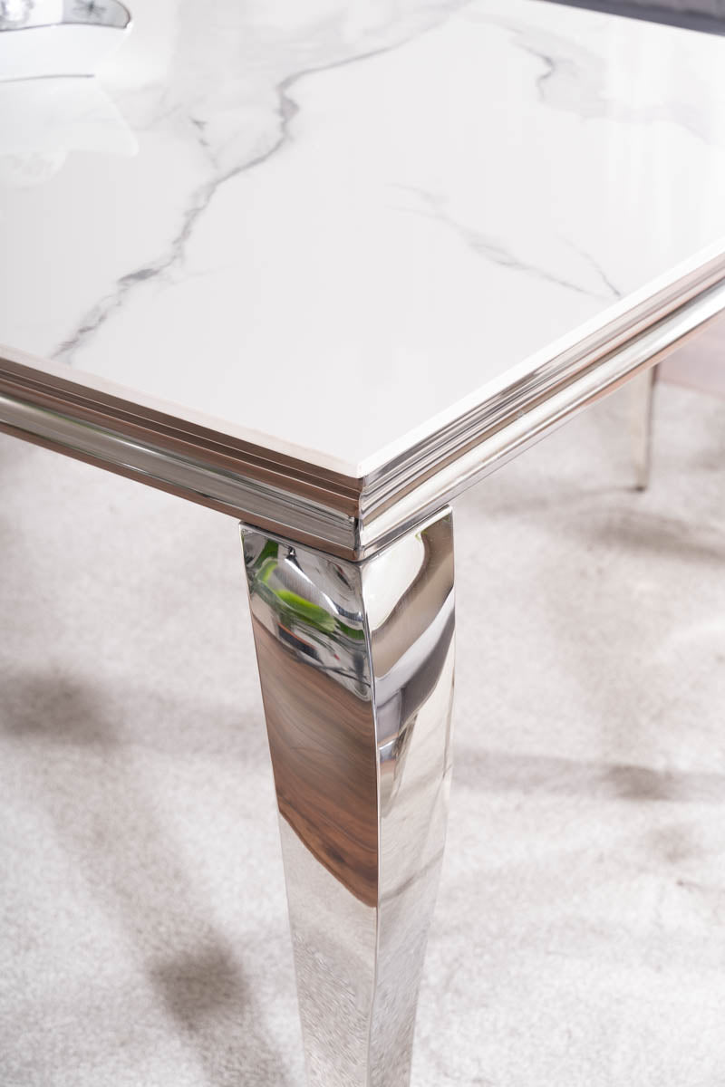 Table PRINCE CALACATTA CERAMIC WHITE / CHROME 180X90