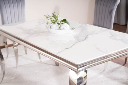 Table PRINCE CALACATTA CERAMIC WHITE / CHROME 180X90