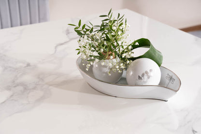 Table PRINCE CALACATTA CERAMIC WHITE / CHROME 180X90