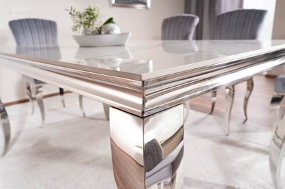 Table PRINCE CALACATTA CERAMIC WHITE / CHROME 180X90