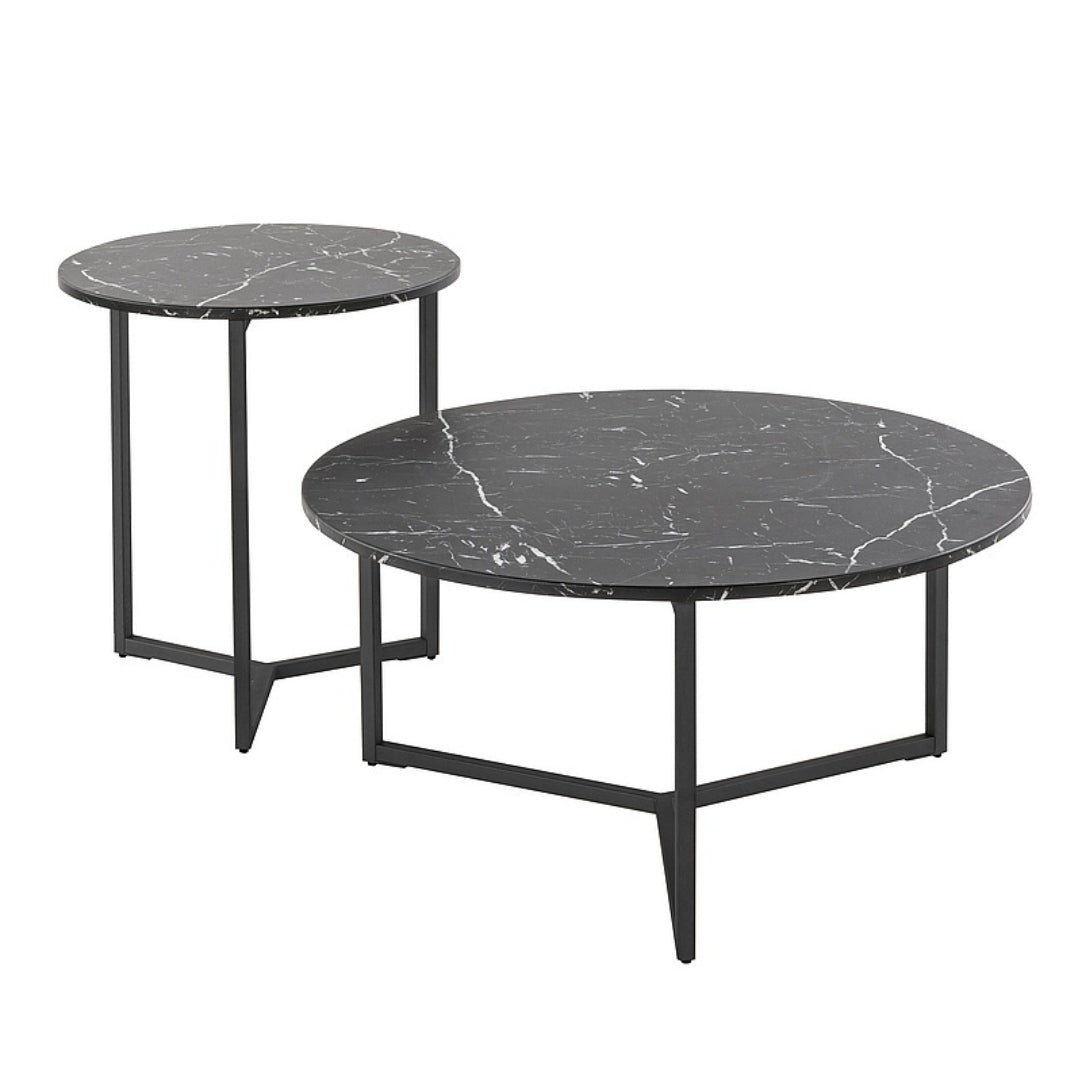 Coffee table RAVELLO BLACK MARBLE EFFECT/BLACK (SET)