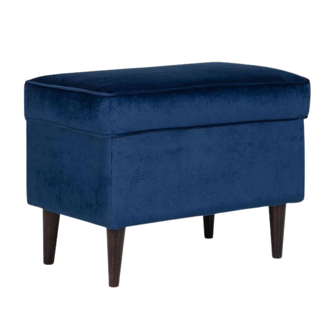 Pouf RON VELVET BLUE BLUVEL 86 / WENGE (P)