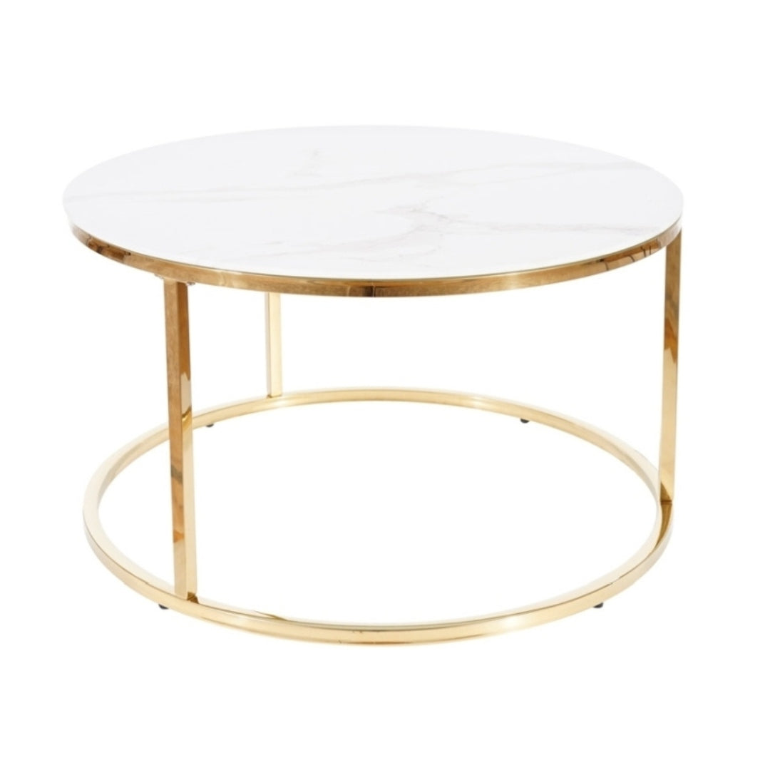 Coffee table SABINE WHITE MARBLE EFFECT/GOLD FI 80