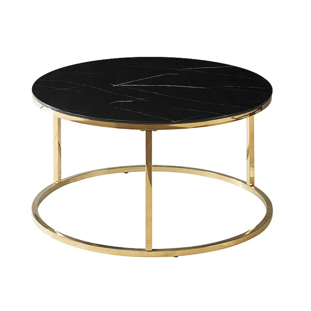 Coffee table SABINE BLACK MARBLE EFFECT/GOLD FI 80