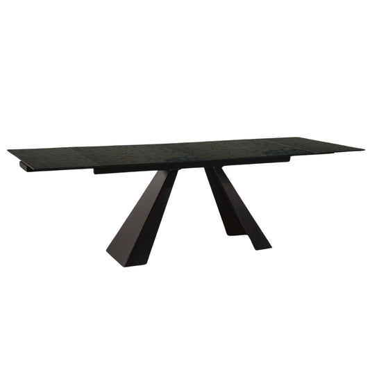 Table SALVADORE GLASS /MATTED BLACK (160-240)X90