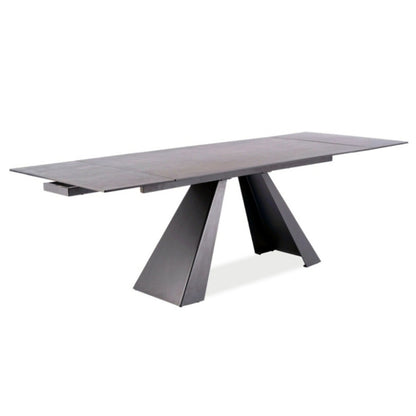 Table SALVADORE CERAMIC GRAY MARBLE/BLACK MATTE (160-240)X90