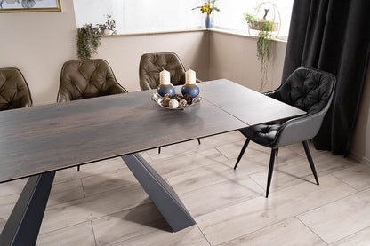 Table SALVADORE CERAMIC BROWN WOOD EFFECT/ MATTE BLACK (180-260)X90