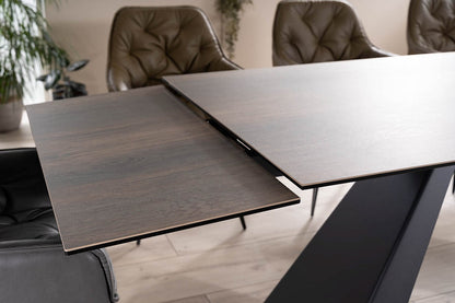 Table SALVADORE CERAMIC BROWN WOOD EFFECT/ MATTE BLACK (180-260)X90