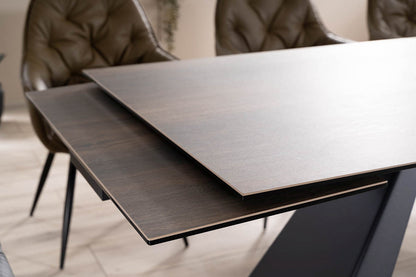 Table SALVADORE CERAMIC BROWN WOOD EFFECT/ MATTE BLACK (160-240)X90