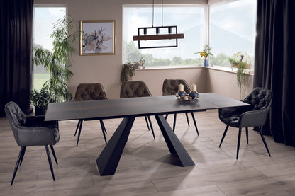 Table SALVADORE CERAMIC BROWN WOOD EFFECT/ MATTE BLACK (160-240)X90