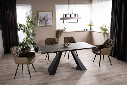 Table SALVADORE CERAMIC BROWN WOOD EFFECT/ MATTE BLACK (160-240)X90