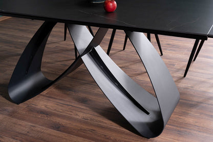 Table SAMANTA CERAMIC BLACK SAHARA NOIR/BLACK MATTE (160-240)X90