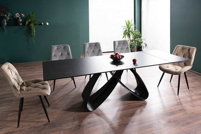 Table SAMANTA CERAMIC BLACK SAHARA NOIR/BLACK MATTE (160-240)X90