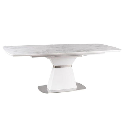 Table SATURN II CERAMIC WHITE MARBLE EFFECT/WHITE MATTE 160(210)X90