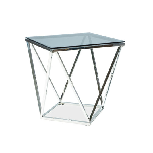 Coffee table SILVER B SMOKE GLASS/SILVER 50X50