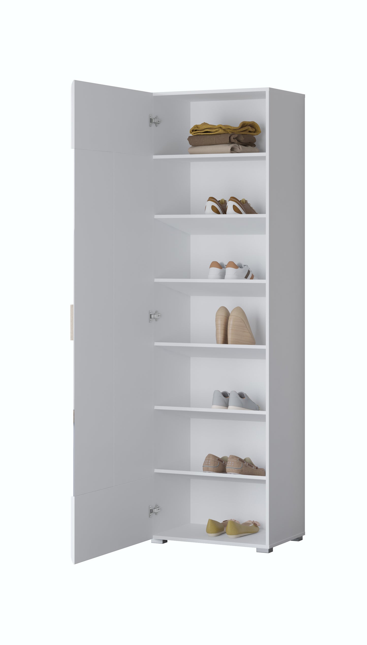 Hallway Cabinet TOLEDO, White Glossy-San Remo Oak (MDF) 