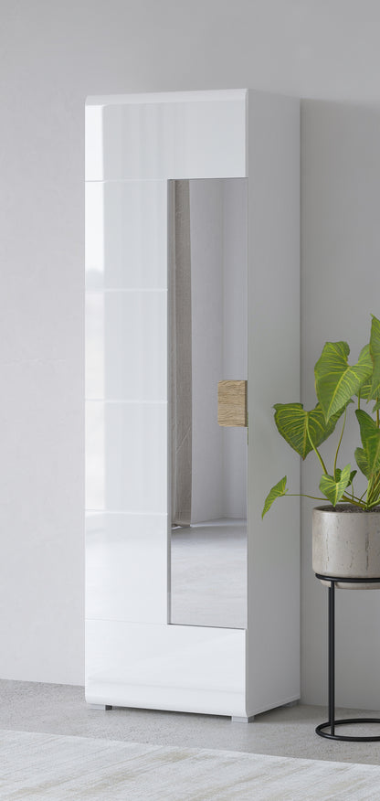 Hallway Cabinet TOLEDO, White Glossy-San Remo Oak (MDF) 