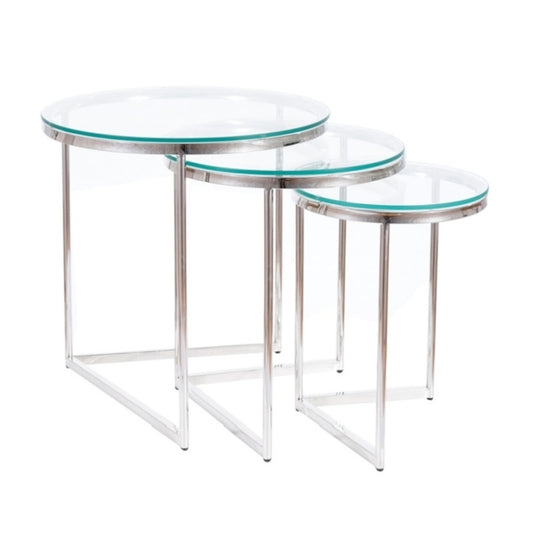 Coffee table TRINITY TRANSPARENT/SILVER (SET)