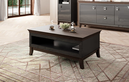 TISARO - Coffee table / Chocolate oak / Anthracite gloss