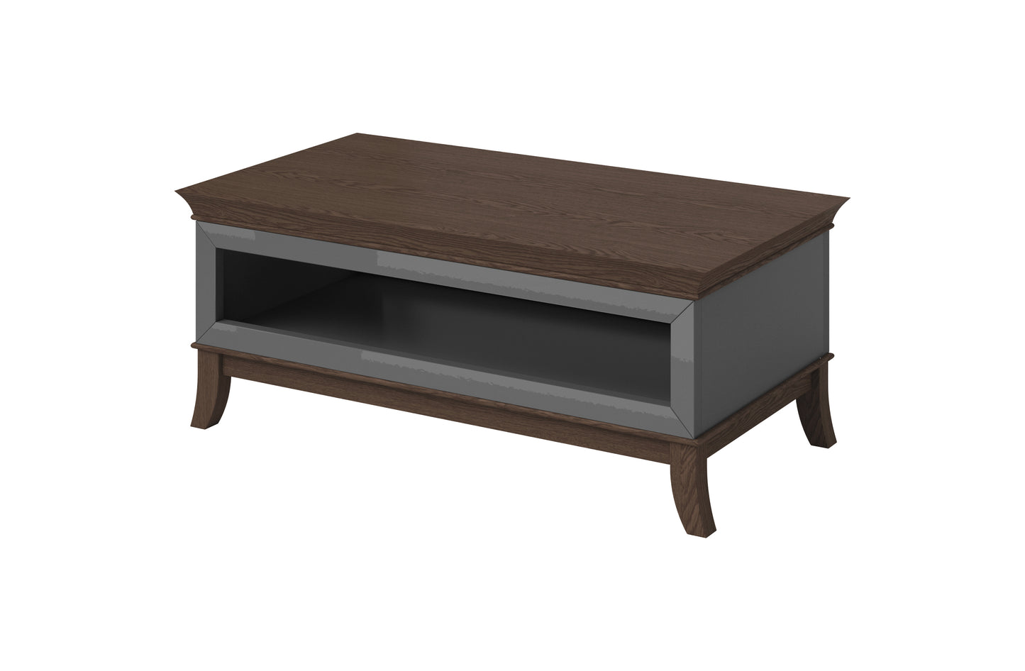 TISARO - Coffee table / Chocolate oak / Anthracite gloss