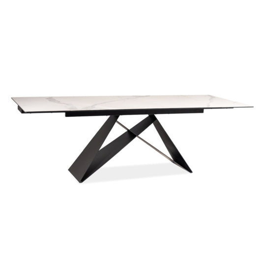 Table WESTIN III CERAMIC WHITE MARBLE/BLACK MATTE (160-240)X90