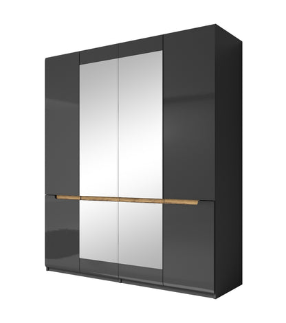 HEKTOR - Cabinet with 4 doors and 2 mirrors / Gray with gray mirror (MDF)