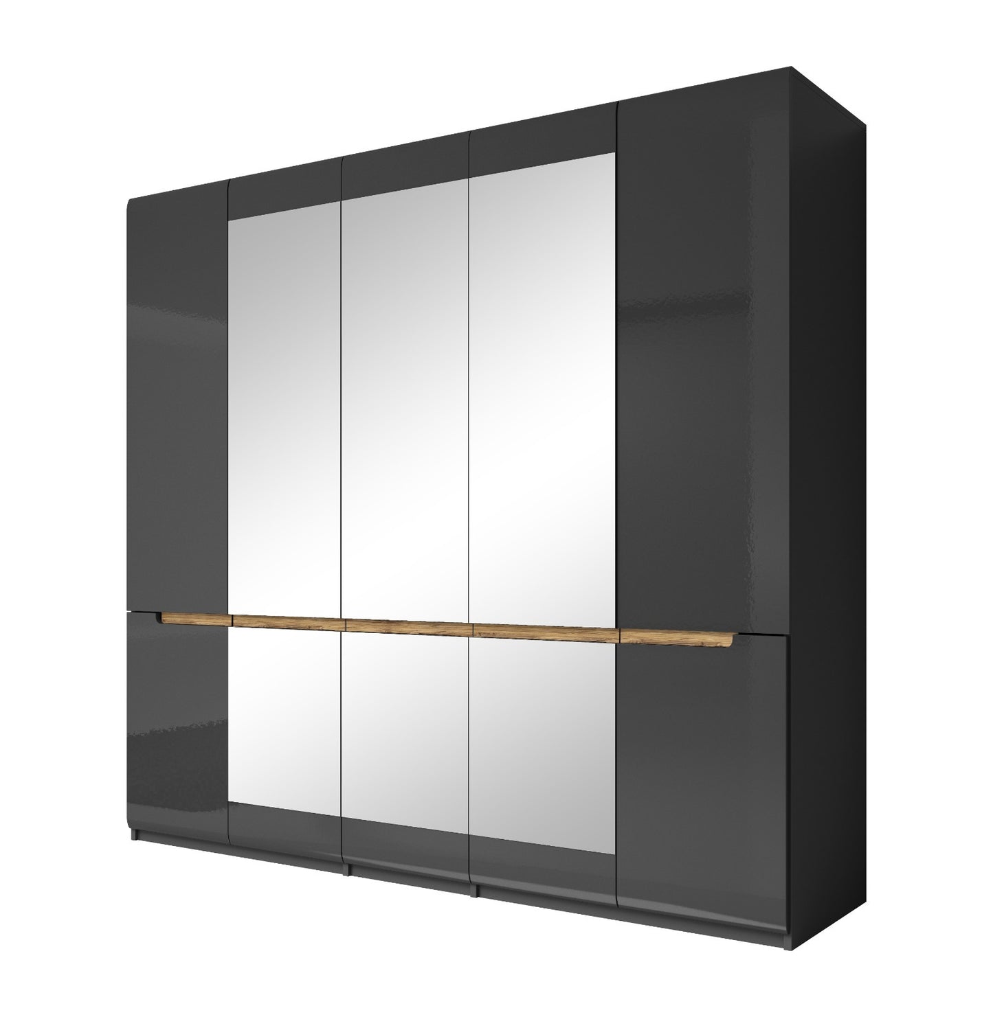 HEKTOR - Cabinet with 5 doors and 3 mirrors / Gray with gray mirror (MDF)