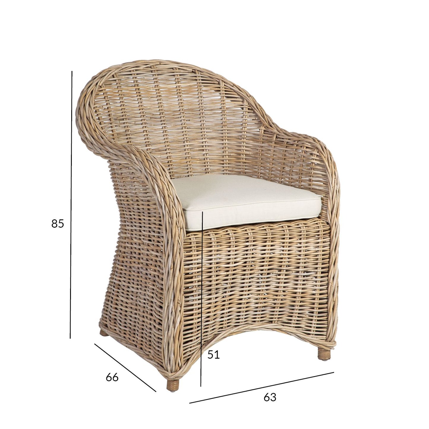 Garden chair KATALINA with cushion 63x66xH85cm, gray 