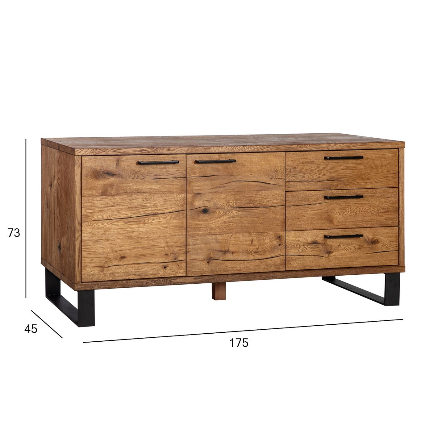 Chest of drawers ROTTERDAM 175x45xH73cm, oak