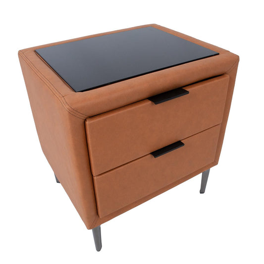 Nightstand LENA 50.5x41xH54cm, cognac brown