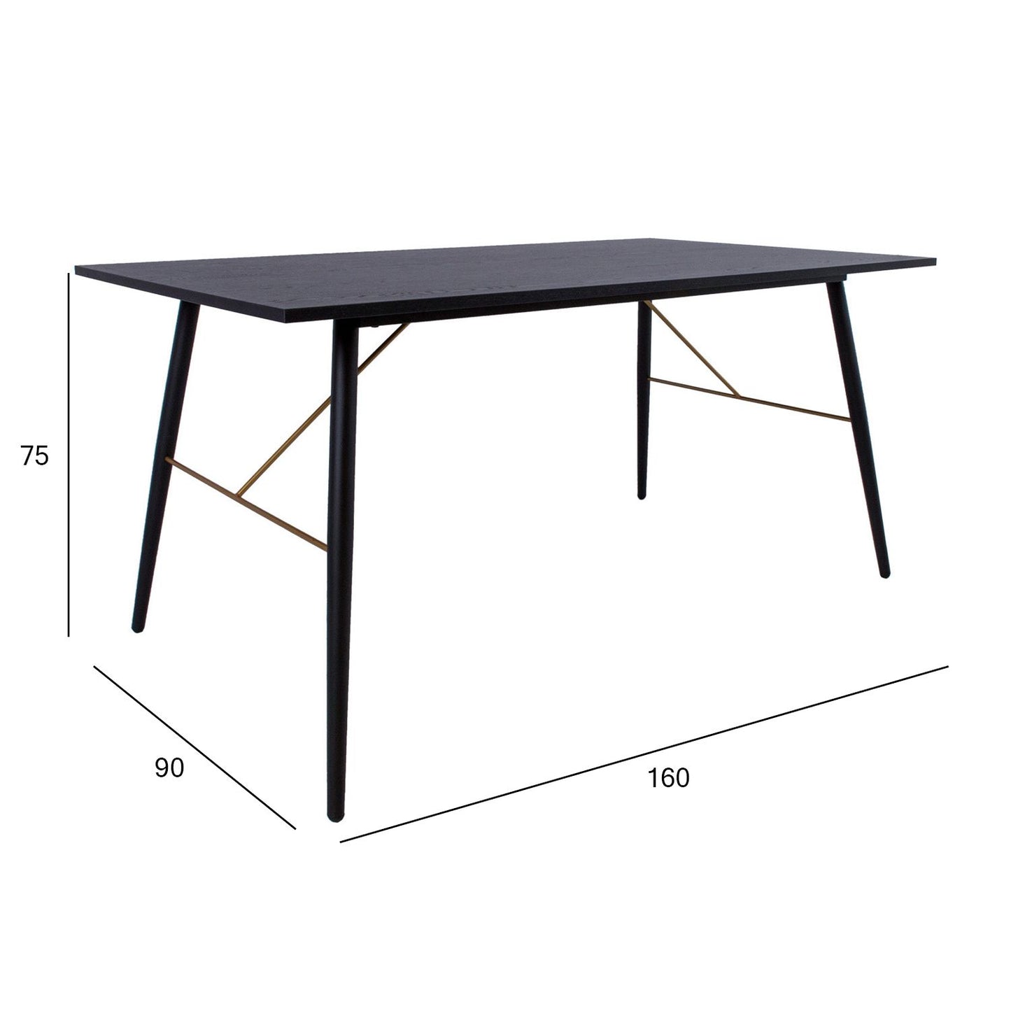 Table LUXEMBOURG 160x90xH75cm, black / copper