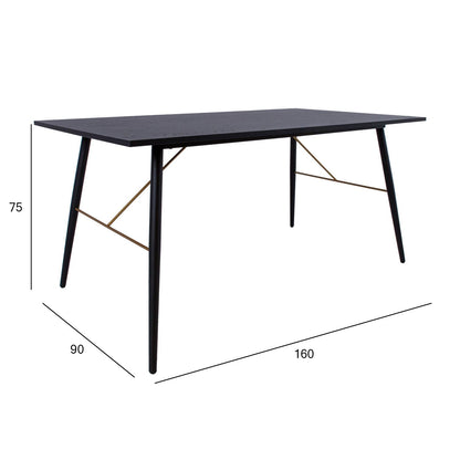 Table LUXEMBOURG 160x90xH75cm, black / copper