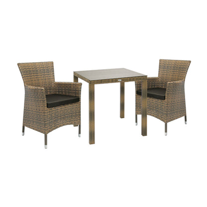 Garden furniture set WICKER table and 2 chairs, cappuccino 