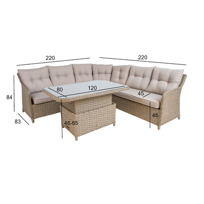 Garden furniture set PACIFIC corner sofa and table, beige