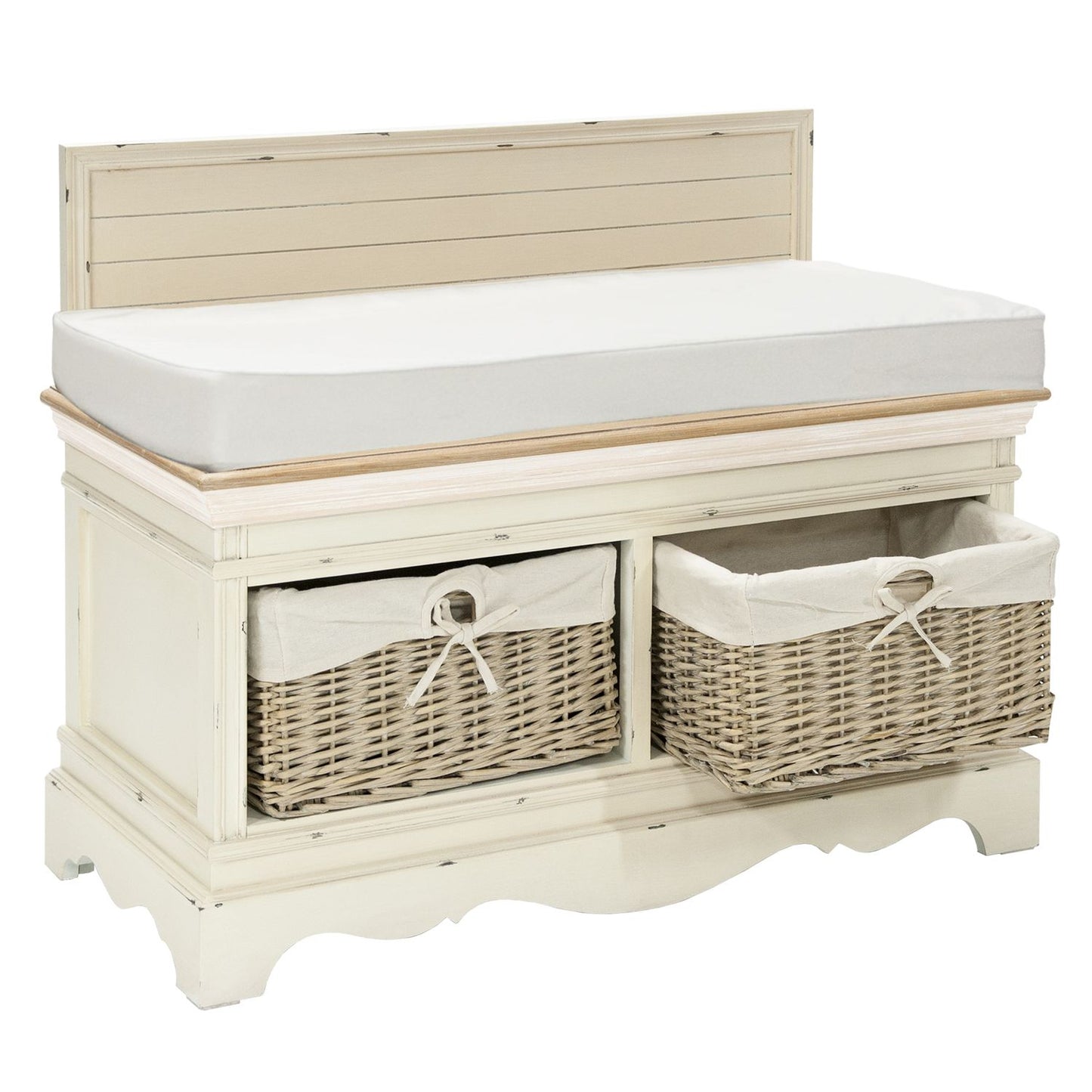 Bench SAMIRA 90x42xH70.5cm, antique white