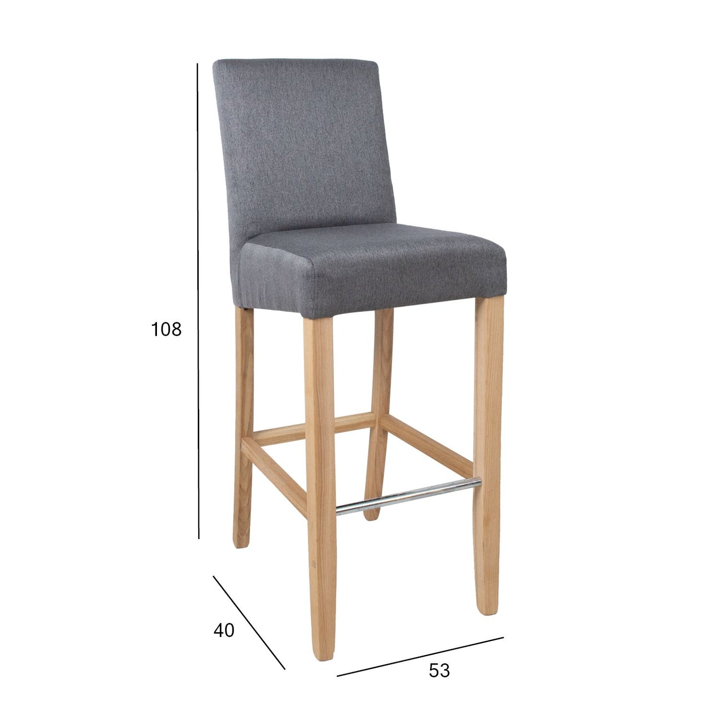 Bar stool BOSTON 53x40xH108cm, gray 